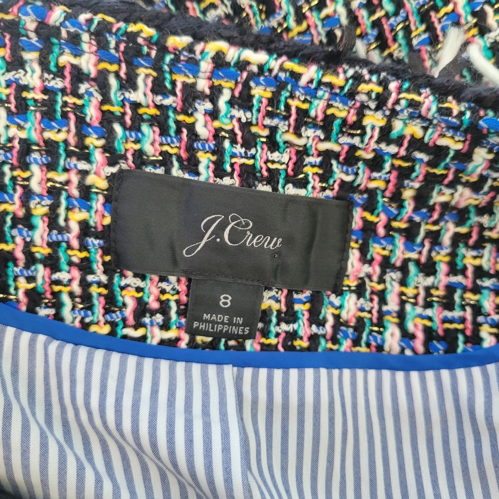 J. Crew Metallic Tweed Lady Jacket Blazer Rainbow Multicolor Black 8 - Picture 15 of 16